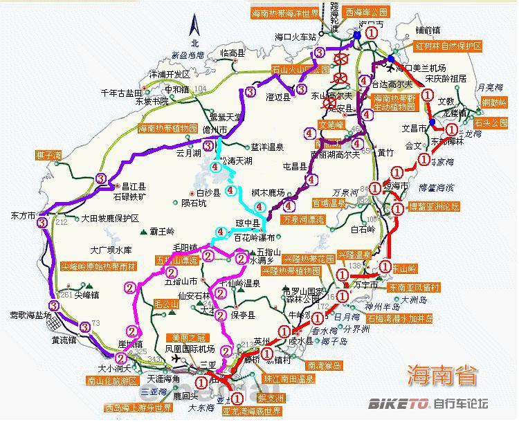 海南 游记  海南公路系统发达,上至高速国道,下至县道村道乡间土路,蹬