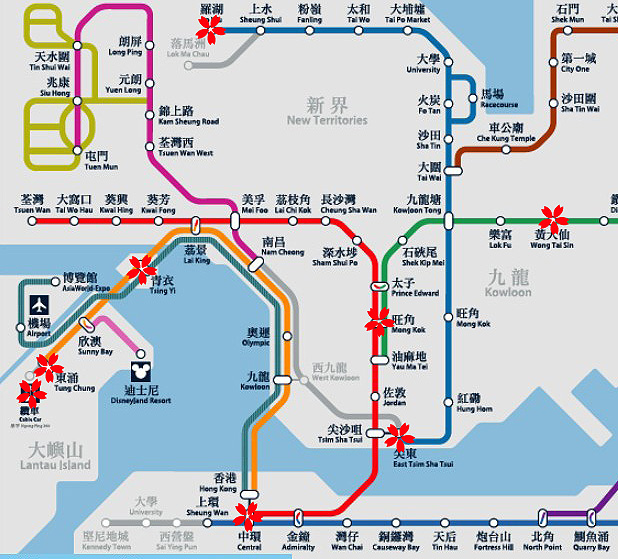 [题主采纳]你说的有点让人能误解~去 香港 的地铁就是机场快线,如图