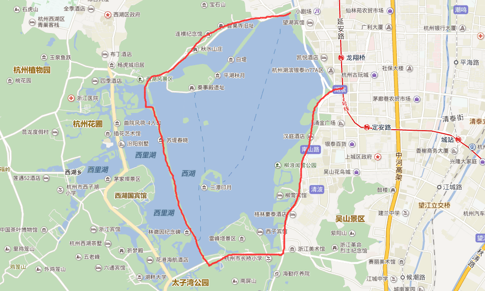 走北山路,穿过苏堤,沿南山路回到湖滨,这么一圈的游西湖不坐船,可以吗